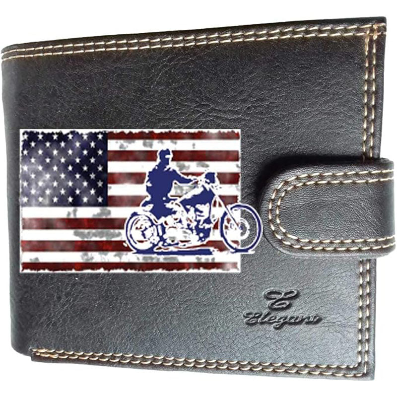 Portefeuille à rabat en Simili Cuir pour homme personnalisé Usa Harley