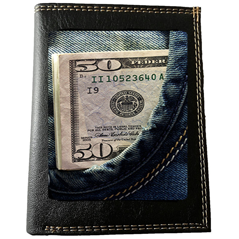 Petit Portefeuille porte monnaie noir pour Homme personnalisé Dollars