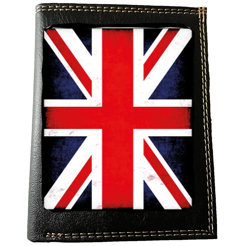 Petit Portefeuille porte monnaie pour Homme noir personnalisé Drapeau UK