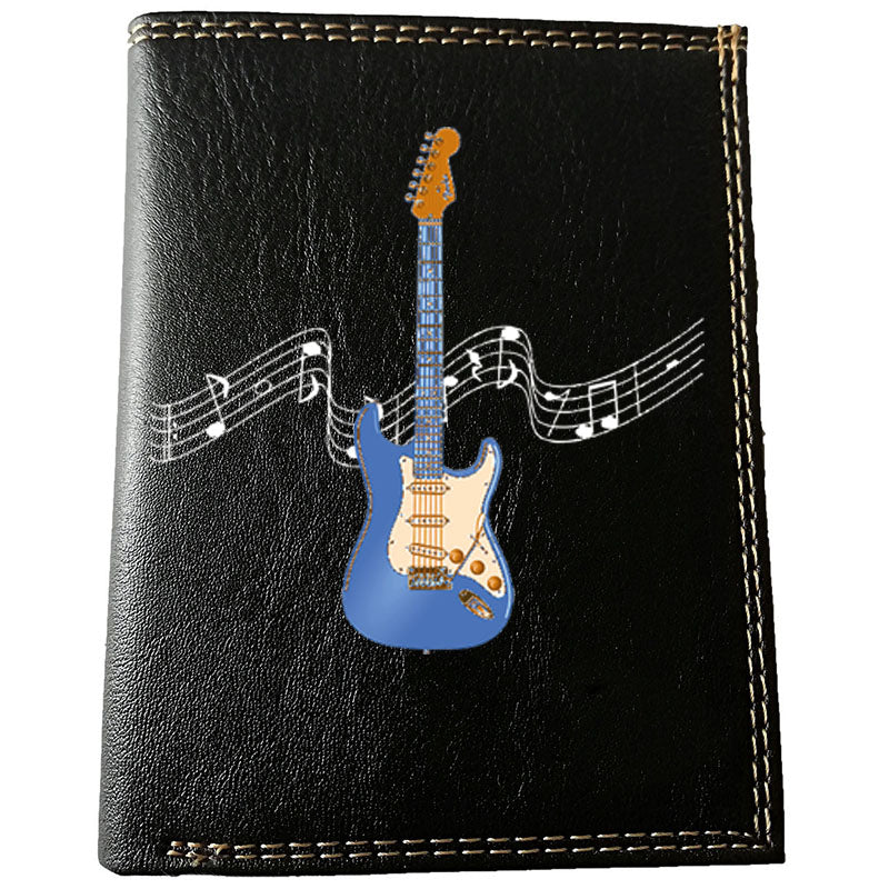 Petit Portefeuille porte monnaie pour Homme noir personnalisé Guitare