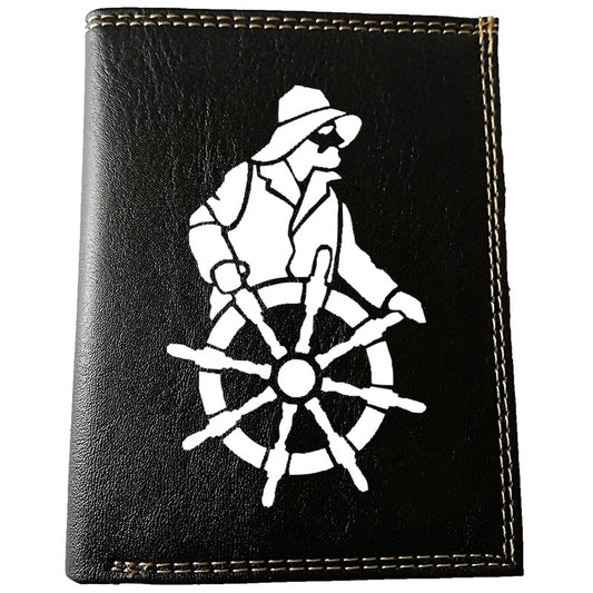 Petit Portefeuille porte monnaie pour Homme noir personnalisé Marin Mer