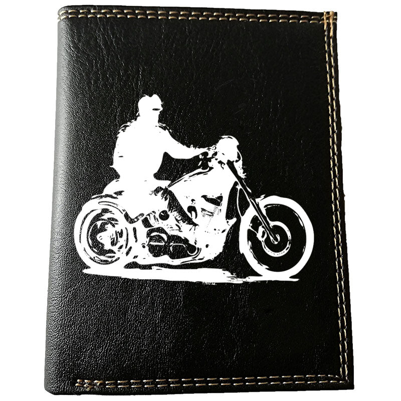 Petit Portefeuille porte monnaie pour Homme noir personnalisé Moto Harley