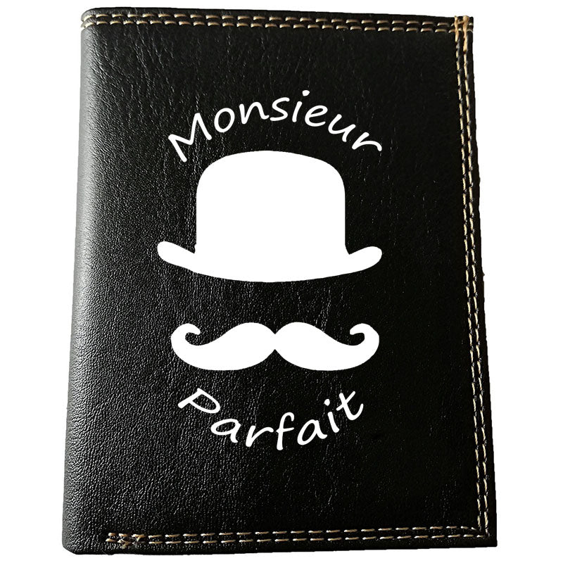 Petit Portefeuille porte monnaie pour Homme noir personnalisé Monsieur Parfait