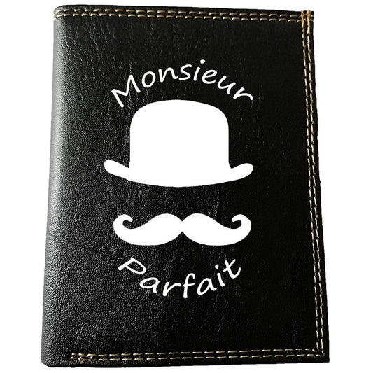 Petit Portefeuille porte monnaie pour Homme noir personnalisé Monsieur Parfait