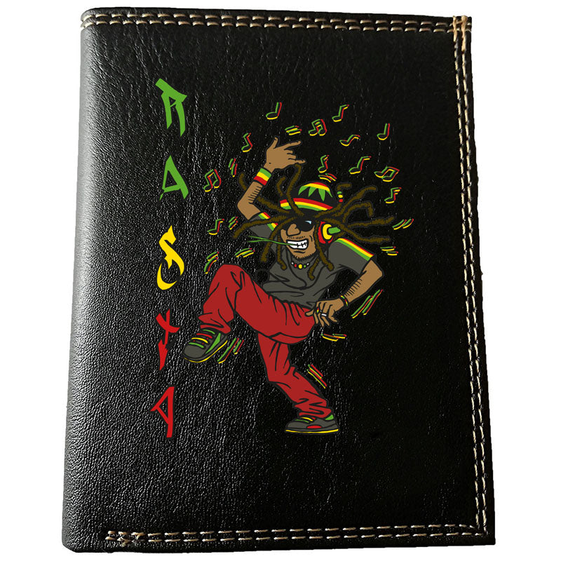 Petit Portefeuille porte monnaie noir pour Homme personnalisé Rasta
