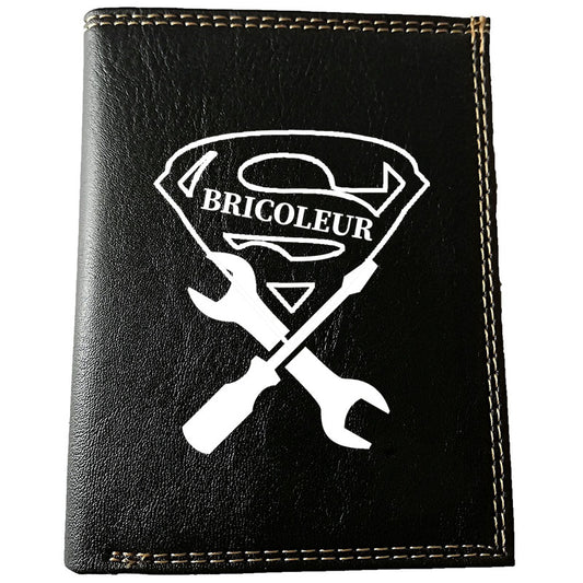 Petit Portefeuille porte monnaie pour Homme noir personnalisé Super Bricoleur