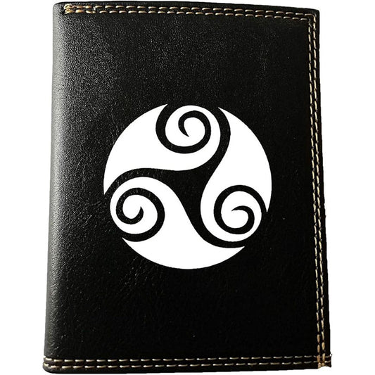 Petit Portefeuille porte monnaie pour Homme noir personnalisé Triskel