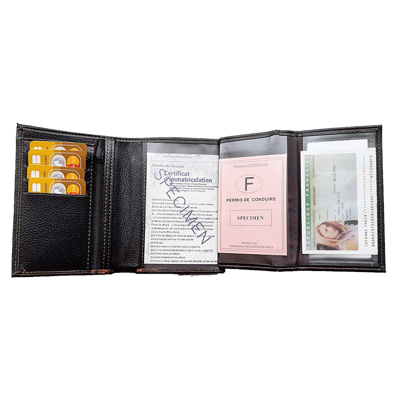 Portefeuille Porte Monnaie noir en simili cuir pour femme personnalisé avec photo et texte