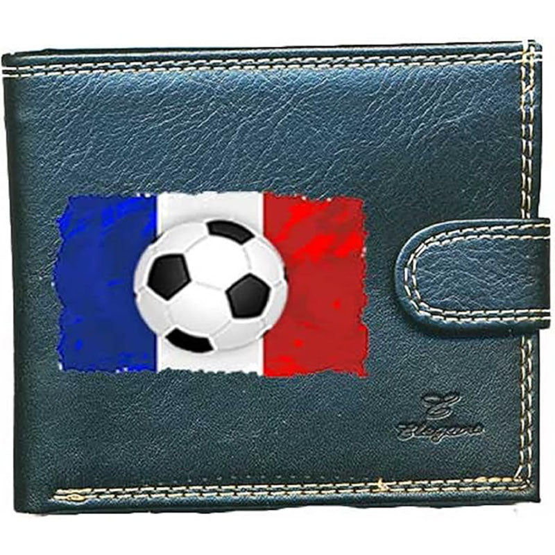 Portefeuille à rabat en Simili Cuir pour homme personnalisé Drapeau France foot