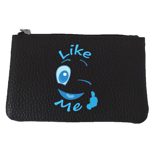 Petit porte monnaie avec porte clés en Cuir noir personnalisé Like Me