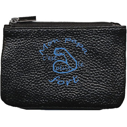 Petit Porte monnaie avec porte clés  en Cuir noir pour Homme Papa Fort