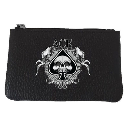 Petit porte monnaie avec porte clés  en Cuir noir pour Homme personnalisé As
