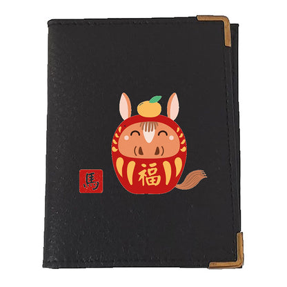Etui porte carte bancaire et fidélité en Cuir noir personnalisé Signe chinois