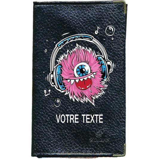 Porte Carte Grise en Cuir noir pour femme ou homme personnalisé Monstre
