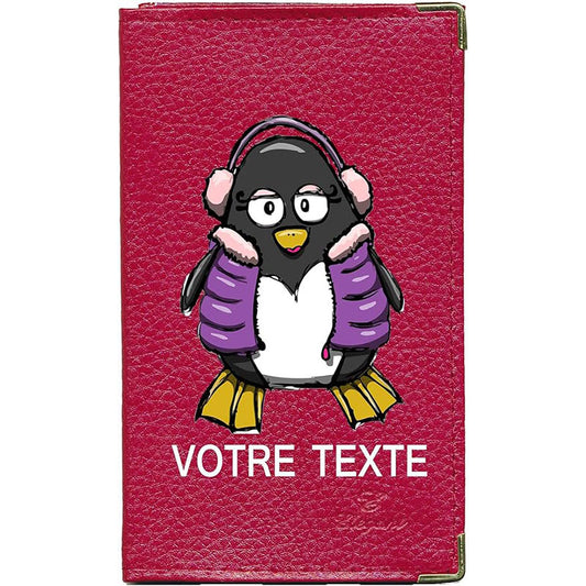 Porte Carte Grise en Cuir rouge unisexe personnalisé Pingouin Mode