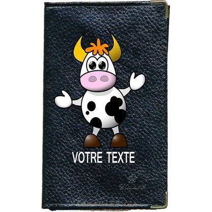 Porte Carte Grise en Cuir noir pour femme ou homme personnalisé Vache
