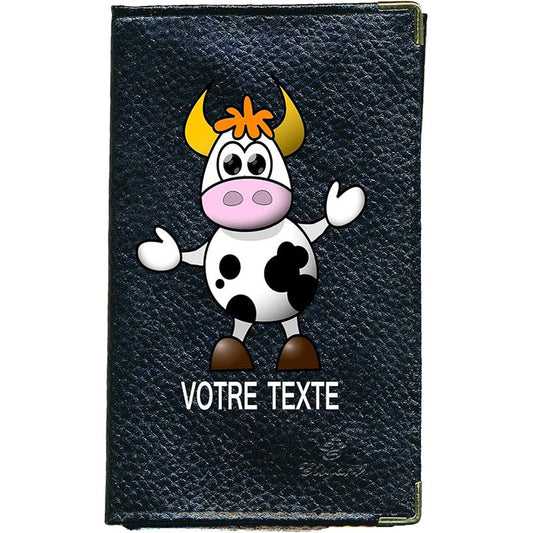 Porte Carte Grise en Cuir noir pour femme ou homme personnalisé Vache
