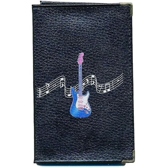 Porte Carte Grise en Cuir noir unisexe personnalisé Guitare