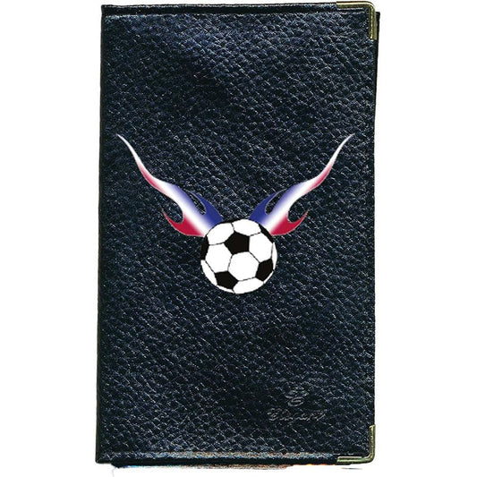 Porte Carte Grise en Cuir noir pour homme personnalisé Foot Flamme