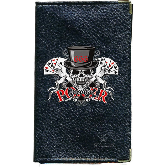 Porte Carte Grise en Cuir noir pour homme personnalisé Poker Tête de Mort