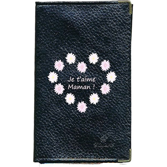 Porte Carte Grise en Cuir noir pour femme personnalisé Maman je t'aime