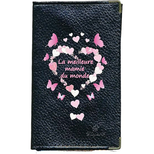 Porte Carte Grise en Cuir noir pour femme personnalisé Meilleure Mamie