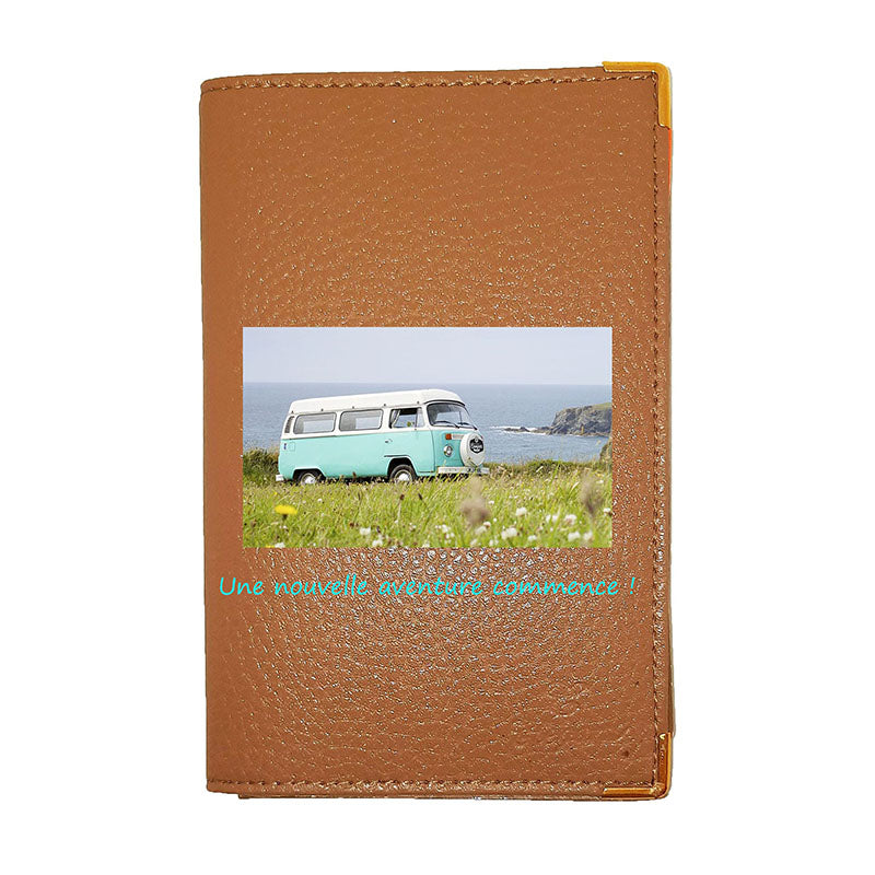 Porte carte grise en cuir de vachette – Personnalisé avec photo, logo ou texte