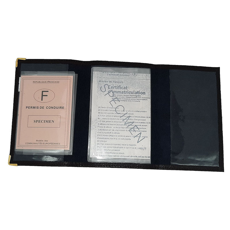 Porte Carte Grise en Cuir noir pour femme motif Amour coeur rose