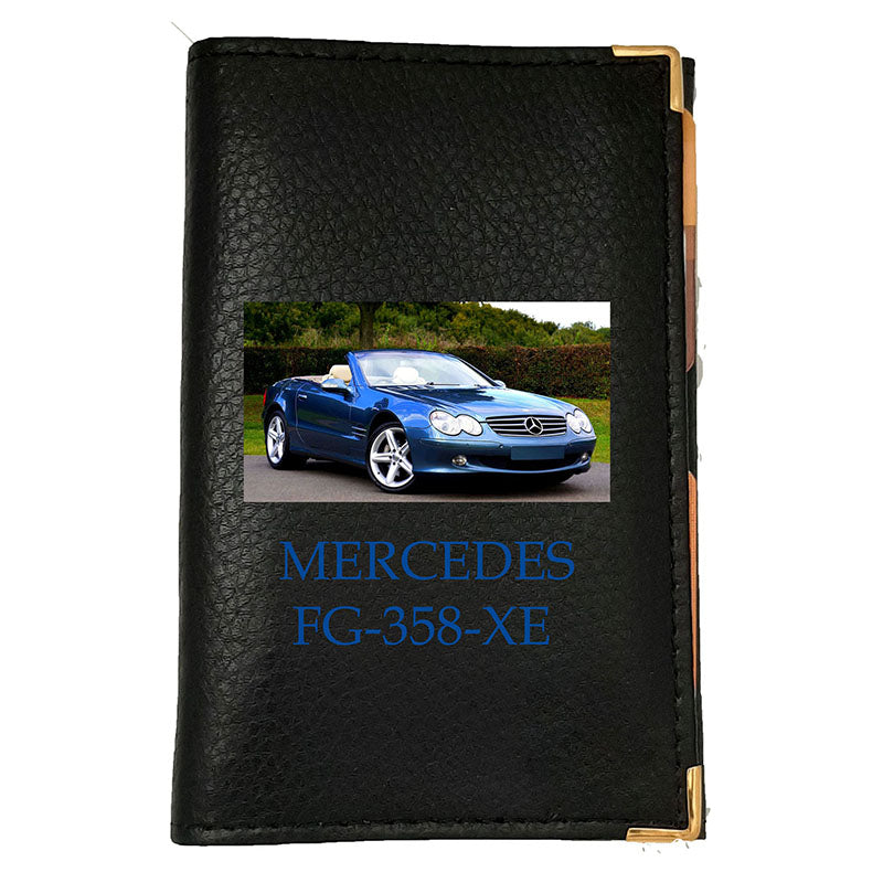 Porte carte grise en cuir noir - personnalisé photo et texte