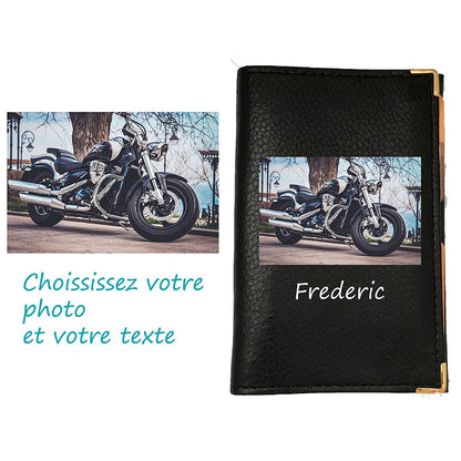 Porte carte grise en cuir de vachette – Personnalisé avec photo, logo ou texte