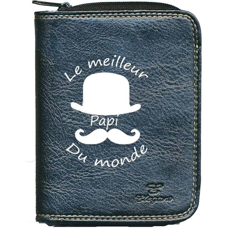 Porte monnaie et carte noir en Simili Cuir Homme personnalisé Meilleur Papi Grand Père