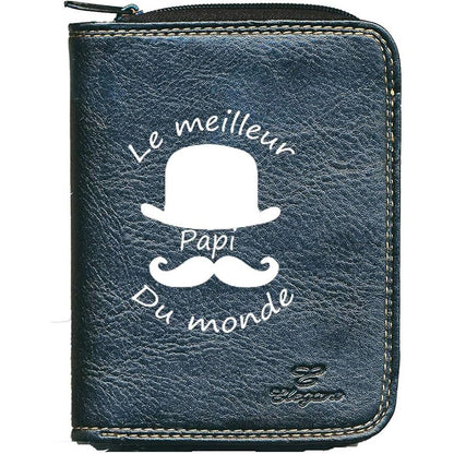 Porte monnaie et carte noir en Simili Cuir Homme personnalisé Meilleur Papi Grand Père