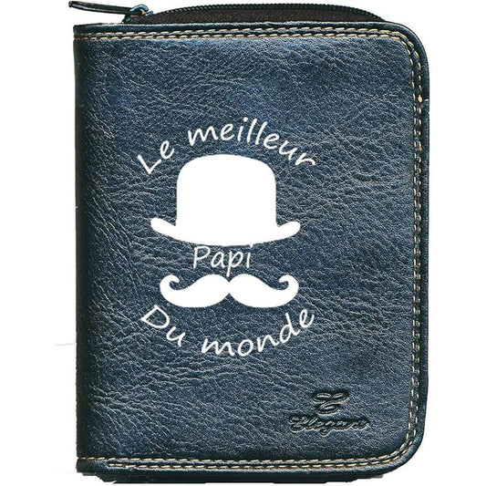 Porte monnaie et carte noir en Simili Cuir Homme personnalisé Meilleur Papi Grand Père