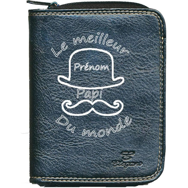 Porte monnaie et carte noir en Simili Cuir Homme personnalisé Meilleur Papi Grand Père