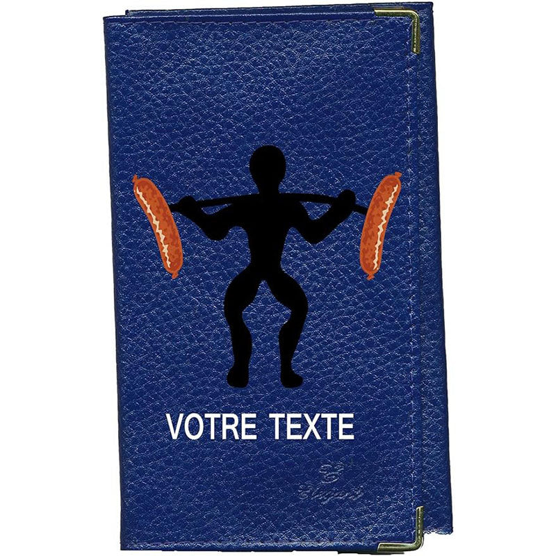 Porte Carte Grise en Cuir bleu pour femme ou homme personnalisé Musculation