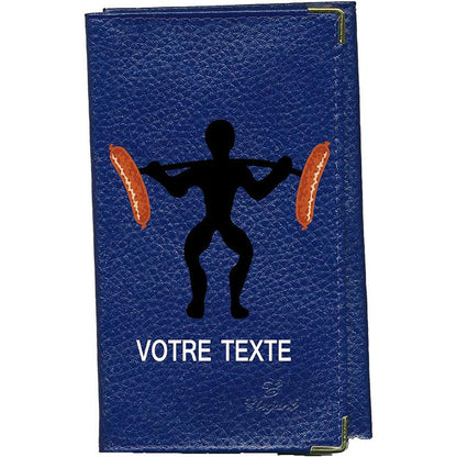 Porte Carte Grise en Cuir bleu pour femme ou homme personnalisé Musculation