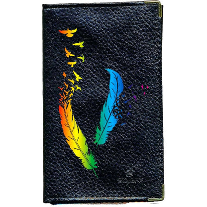 Porte Carte Grise en Cuir noir pour femme Plume Color