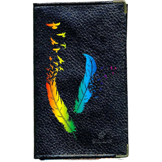 Porte Carte Grise en Cuir noir pour femme Plume Color