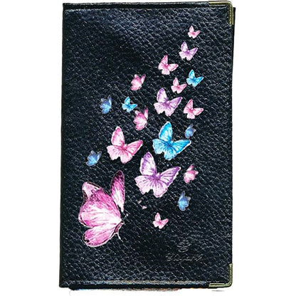 Porte Carte Grise en Cuir noir pour femme Multi Papillon