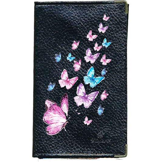 Porte Carte Grise en Cuir noir pour femme Multi Papillon