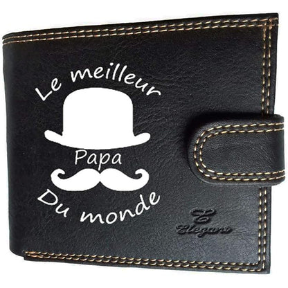 Portefeuille à rabat en Simili Cuir personnalisé Meilleur Papa du Monde