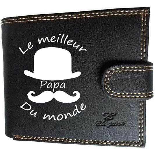 Portefeuille à rabat en Simili Cuir personnalisé Meilleur Papa du Monde