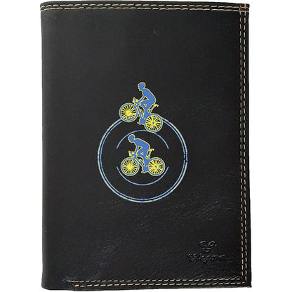 Petit Portefeuille porte monnaie noir pour Homme personnalisé Cycliste