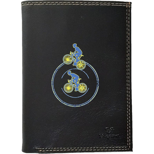 Petit Portefeuille porte monnaie noir pour Homme personnalisé Cycliste