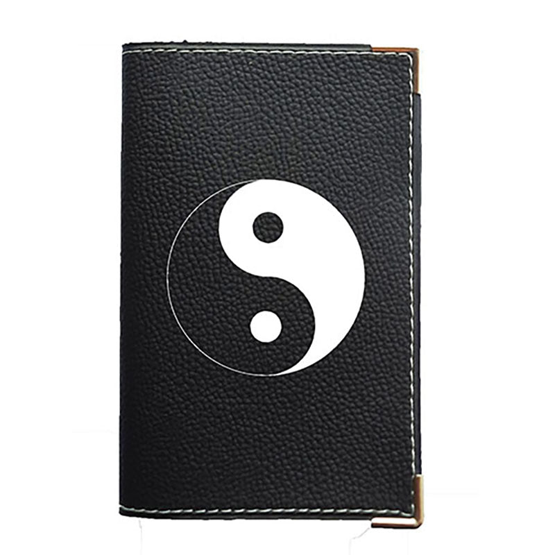 Porte carte grise en simili cuir noir personnalisé Ying-Yang