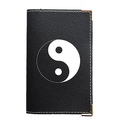 Porte carte grise en simili cuir noir personnalisé Ying-Yang