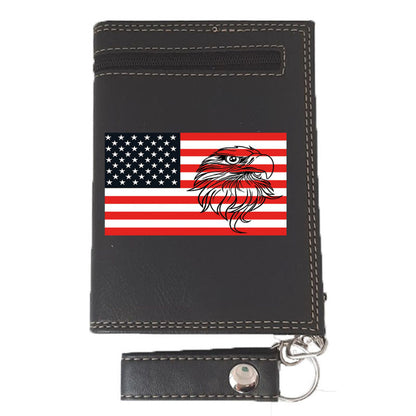 Portefeuille avec Chaine en Simili Cuir pour homme personnalisé Usa Aigle