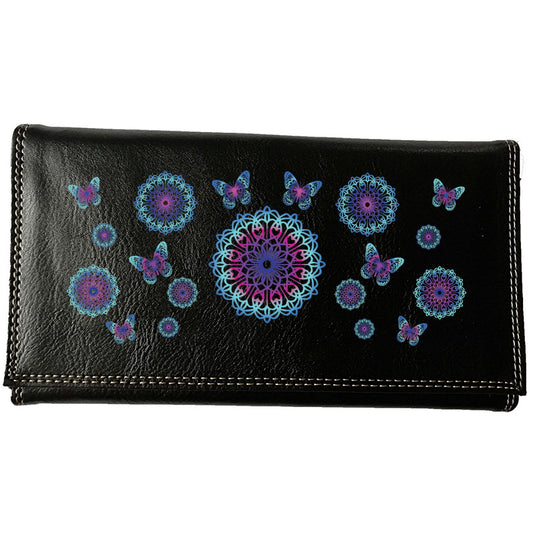 Compagnon Tout-en-Un Porte Chéquier en Simili Cuir personnalisé Papillon Bleu Rose