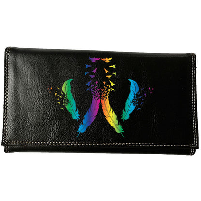 Compagnon Tout-en-Un Porte Chéquier en Simili Cuir personnalisé Plume Color