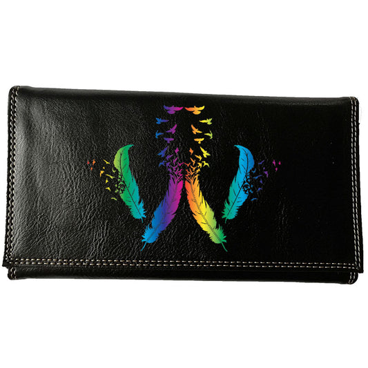 Compagnon Tout-en-Un Porte Chéquier en Simili Cuir personnalisé Plume Color